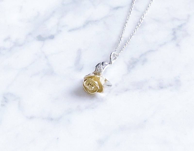 "Limited gift box" gold rose silver necklace (limited bag gift box group) - Necklaces - Other Metals 