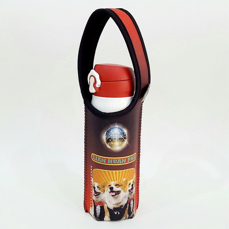連環泡x科肯設計-保溫瓶提袋-PARTY - 杯袋/飲料提袋 - 橡膠 紅色