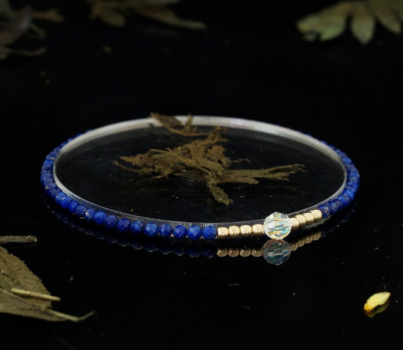 輕奢風 青金石 14KGF Swarovski 水晶手鍊 - 手鍊/手環 - 寶石 