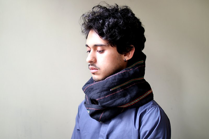OMAKE Double-sided scarf - ผ้าพันคอ - ผ้าฝ้าย/ผ้าลินิน สีเทา