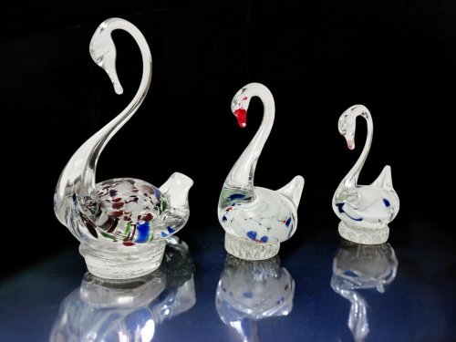 *ムラーノガラス製青い白鳥の置物稀少価値マルチバブル製法 ムラーノガラス製青い白鳥の置物稀少価値マルチバブル製法 白鳥