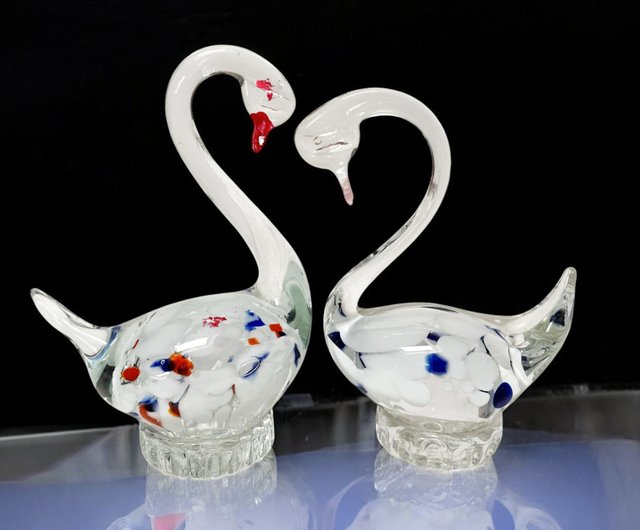 *ムラーノガラス製青い白鳥の置物稀少価値マルチバブル製法 ムラーノガラス製青い白鳥の置物稀少価値マルチバブル製法