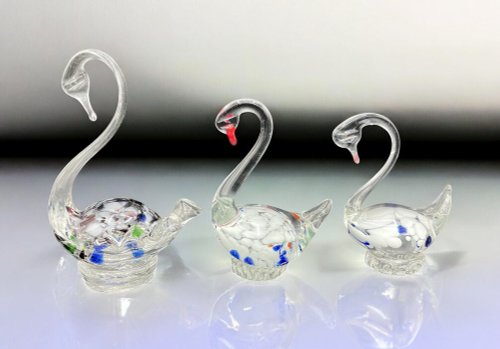 *ムラーノガラス製青い白鳥の置物稀少価値マルチバブル製法 ムラーノガラス製青い白鳥の置物稀少価値マルチバブル製法