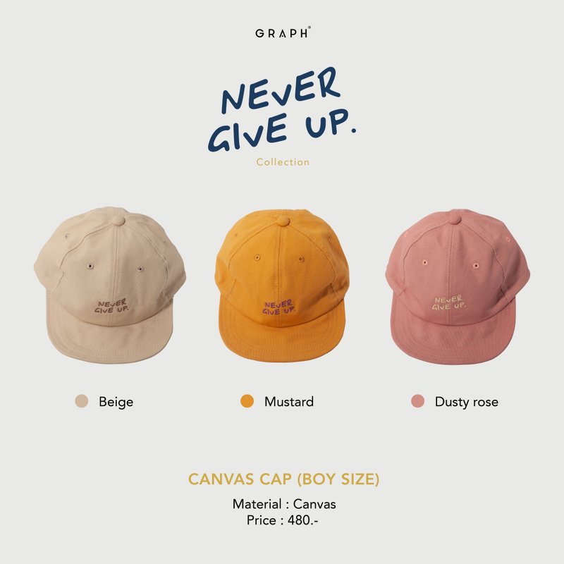 GRAPH | หมวกแก๊ป NEVER GIVE UP CAP - BOY SIZE - 帽子 - 其他材質 