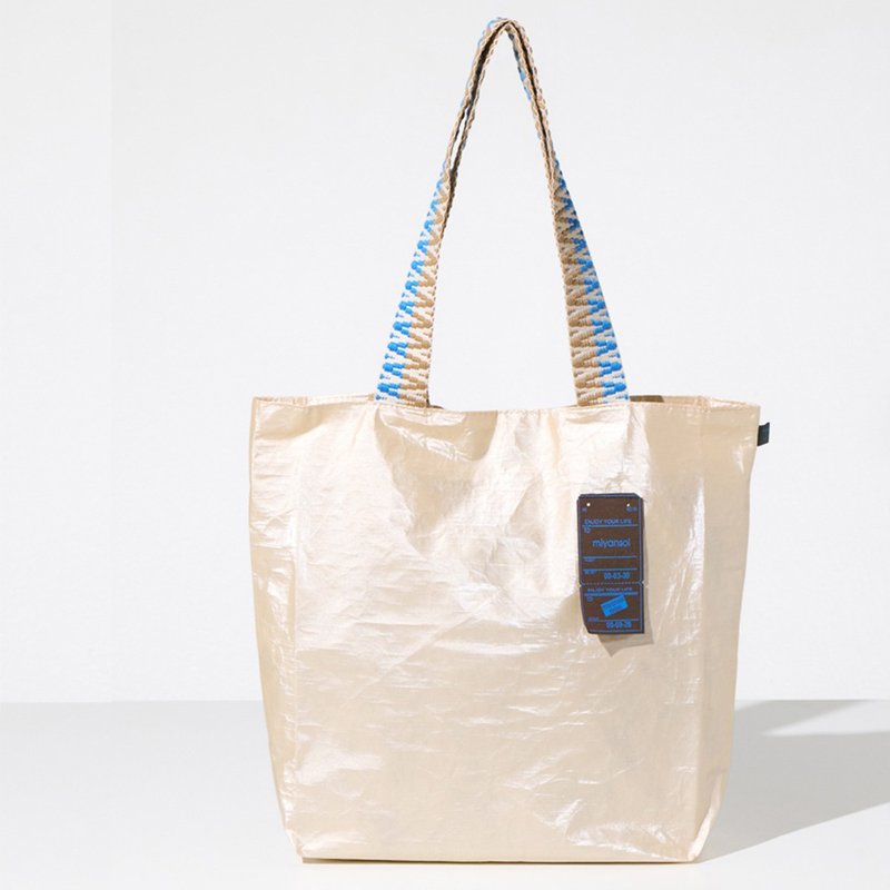 Miyansol韓國皺皺托特包(長背帶)-D.藍莓優格 防水輕量通勤款 - 側背包/斜背包 - 紙 白色