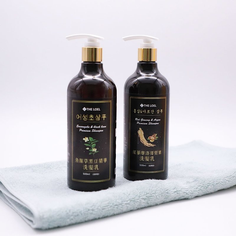 THE LOEL Red Ginseng Argan Oil/Houttuynia Cordata Black Bean Extract Korean Shampoo-500ml - แชมพู - วัสดุอื่นๆ สีดำ