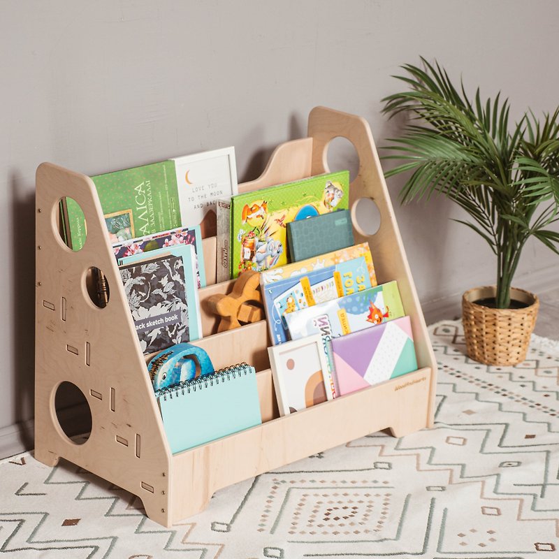 Floor Bookshelf, Montessori Toddler Bookcase, Kids Wooden Storage - Kids' Furniture - Wood 