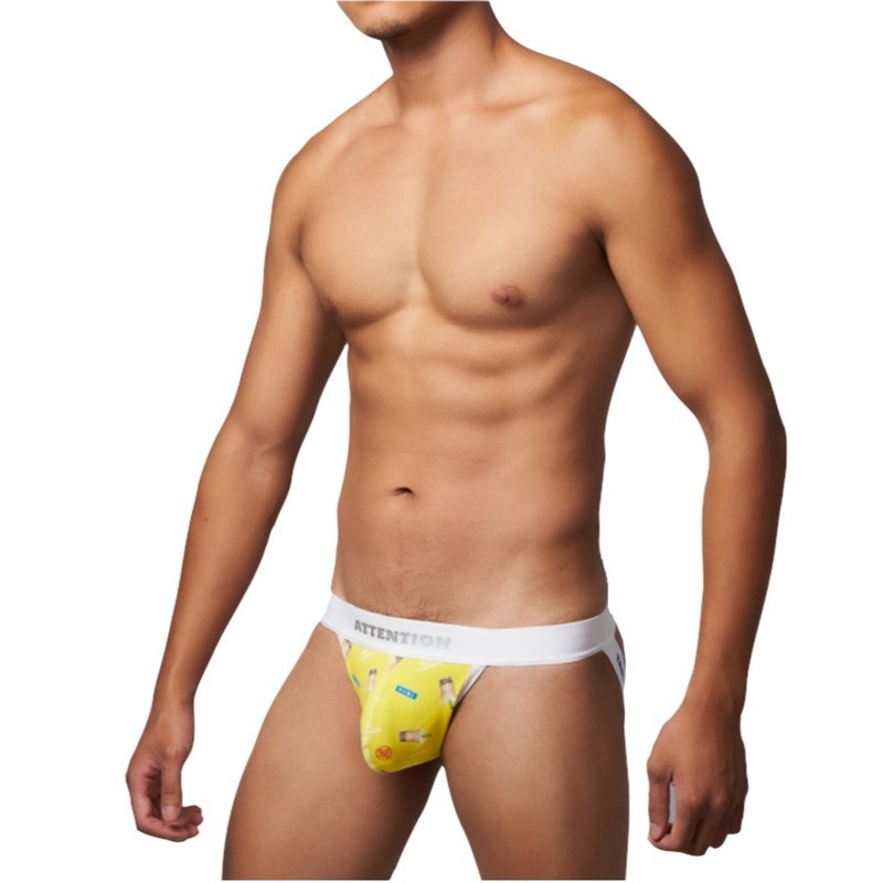 AttentionWear台灣好味系列後空提臀內褲【珍珠奶茶】│ATTENTION - 男內衣褲 - 尼龍 黃色
