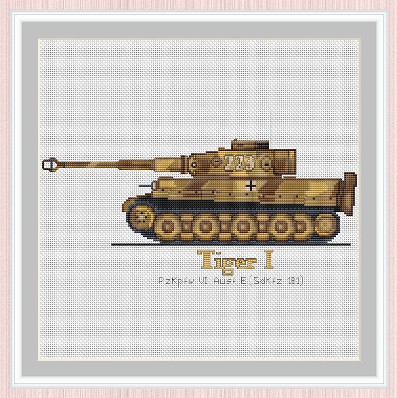 Tank Tiger Cross Stitch Pattern | German Tank 'Tiger' • 十字繡圖案 - 手工藝教學/工具書 - 其他材質 