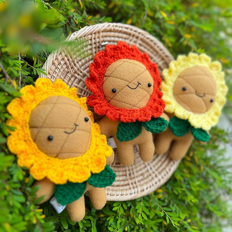 Handmade doll :  little  sunflower doll keychain - Keychains - Cotton & Hemp Orange