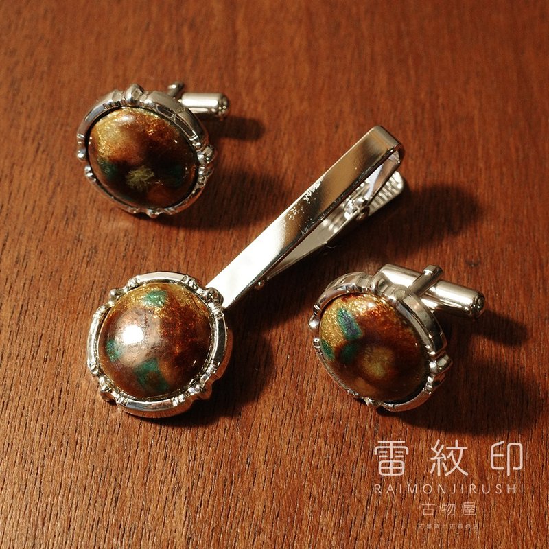 Japanese traditional craft Shippoyaki wireless Shippo enamel cufflinks tie clip original box made in Japan - เนคไท/ที่หนีบเนคไท - วัตถุเคลือบ หลากหลายสี