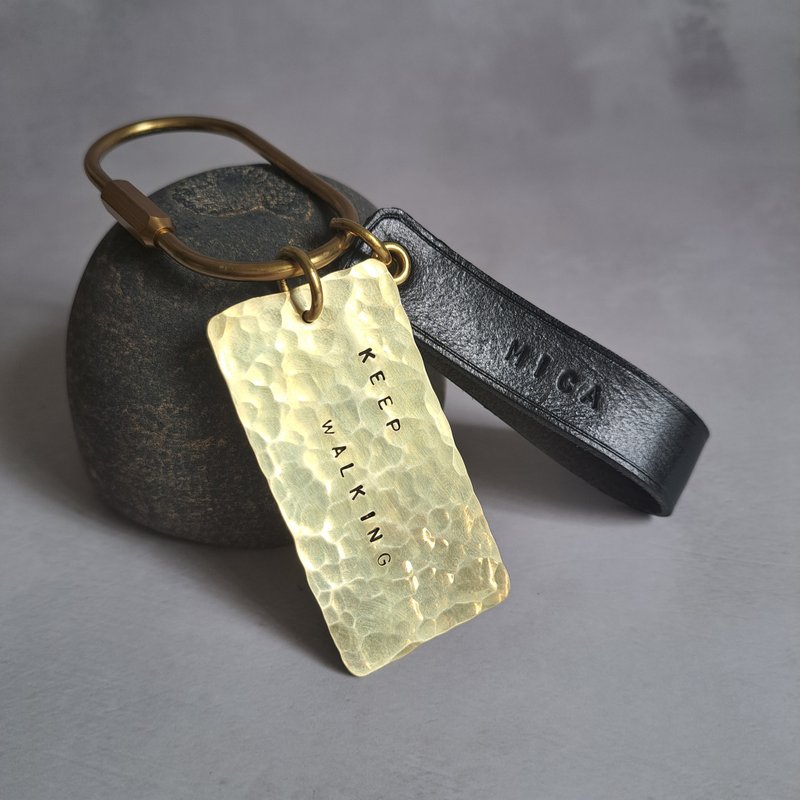 Leather Bronze key ring hand-forged customized gift [Christmas gift] - Keychains - Genuine Leather 