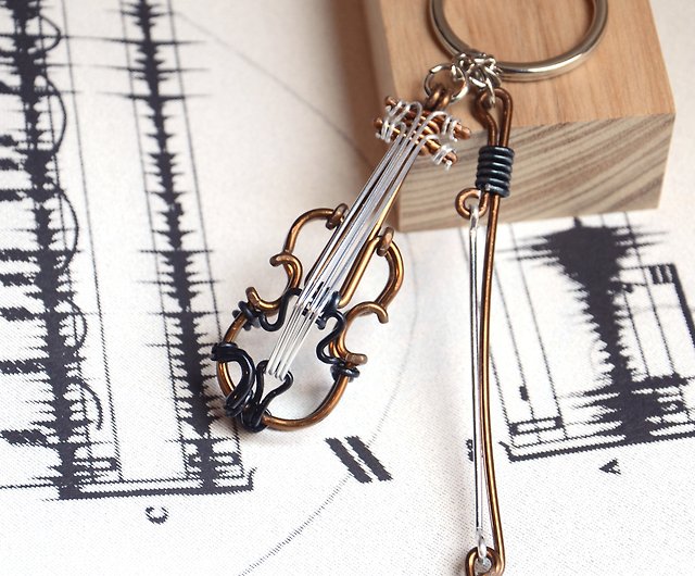 Violin Keychain-String Band Instrument Fiddle Keyrings-Music Player Band  Gift