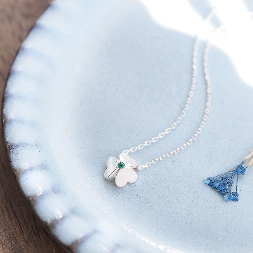 cloud-jewelry Emerald ハート クローバー ネックレス シルバー925