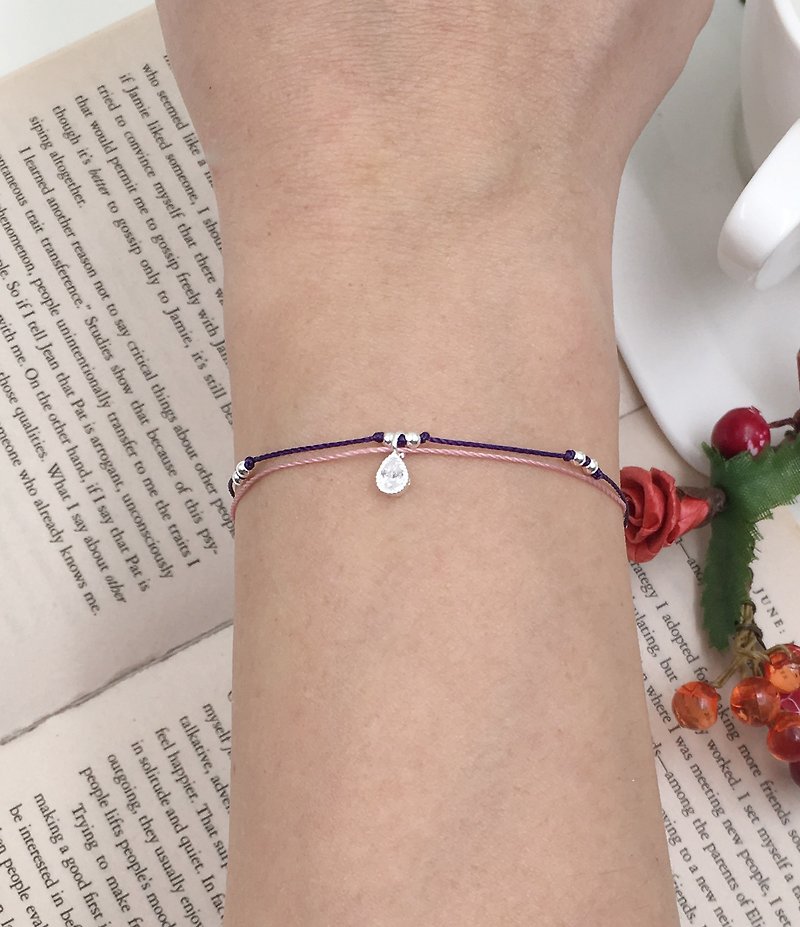 *Le Bonheur happy Line line*925 sterling silver beads string 925 sterling silver thin transparent water drops drill / drill water droplets Princess tears (guest book section) - Bracelets - Polyester 