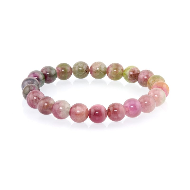 Polygram jewelry-natural two-color tourmaline beads - สร้อยข้อมือ - คริสตัล 