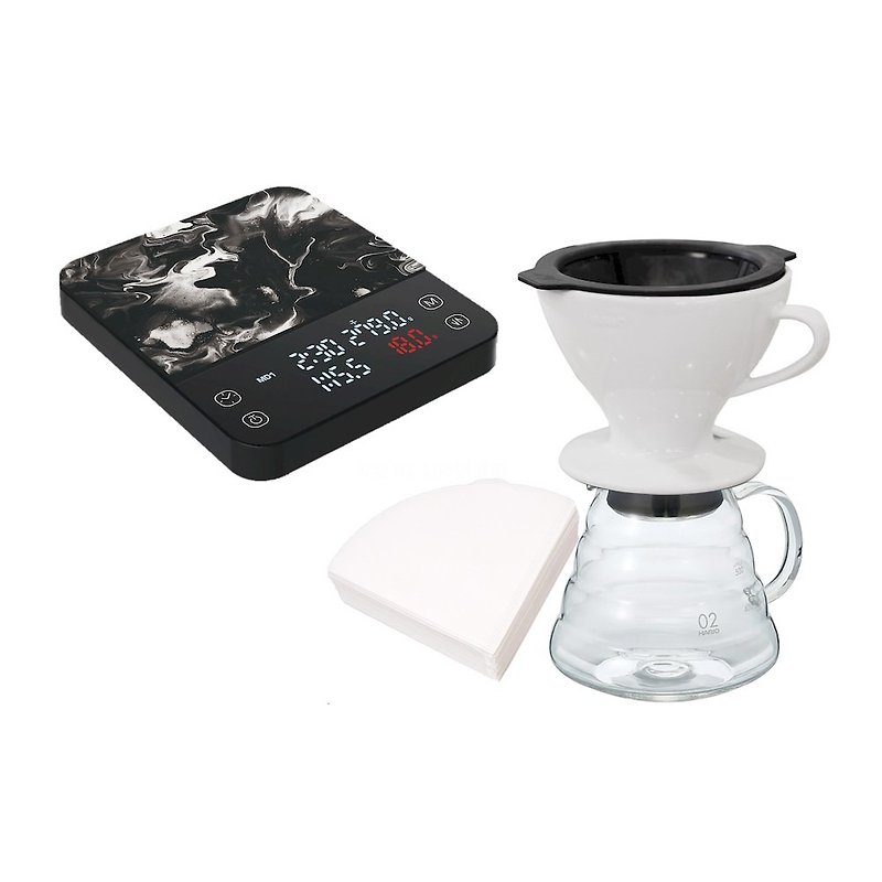 マトリックス×HARIO M1 PRO 電子コーヒースケール + 磁気フィルターカップ + 雲ガラスコーヒーポット + フィルターペーパー - コーヒードリッパー - その他の素材 