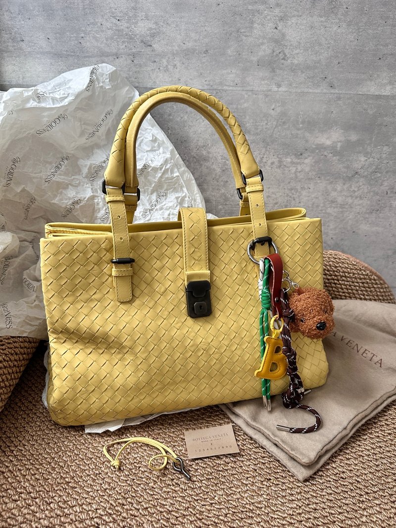 中古包 Bottega Veneta 寶緹嘉 黃色編織皮革托特包 - 手提包/手提袋 - 真皮 黃色