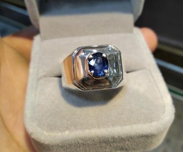 Natural Mens Blue Sapphire Ring Sterling Silver 925 Handmade Ring Best  Sapphire - Shop gemsjewelrings General Rings - Pinkoi
