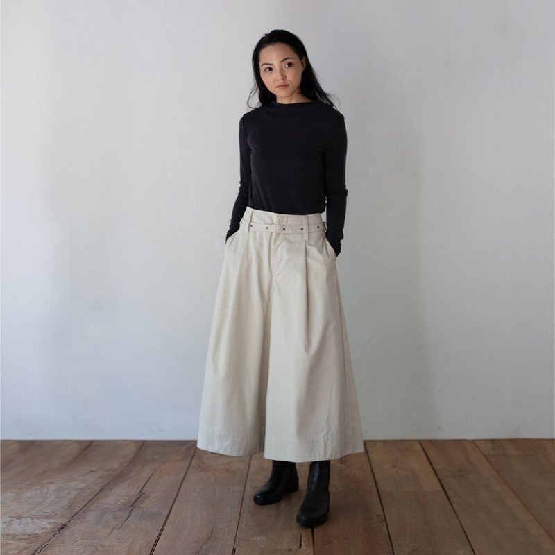 直言不諱腰帶寬襬褲 Plainspoken Belt Wide Leg Pants P176 - 女長褲 - 棉．麻 多色