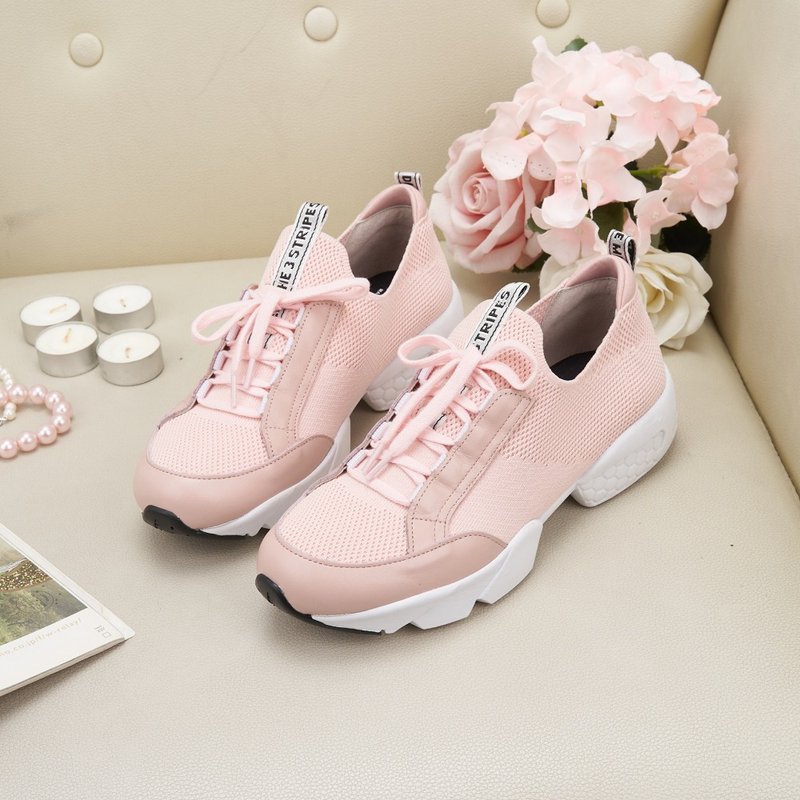 Lightweight_Feiwei pressure-reducing memory pad strap casual shoes pink - Women's Casual Shoes - Polyester Pink