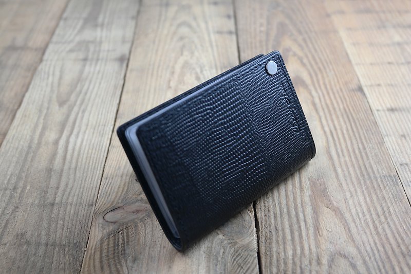 APEE leather hand ~ portable card clip ~ lizard skin pattern black - ที่ใส่บัตรคล้องคอ - หนังแท้ สีดำ