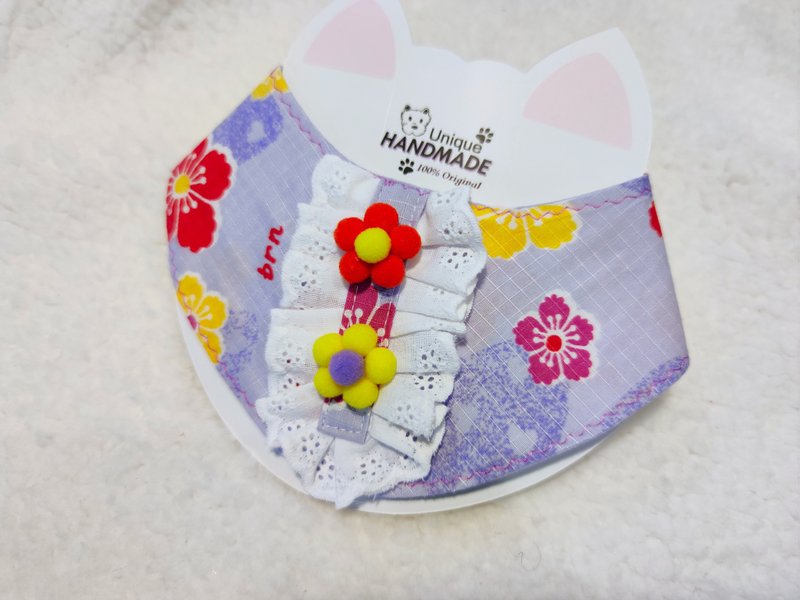 紫色 花花造型頸飾 頸項 collar - 寵物衫 - 棉．麻 紫色