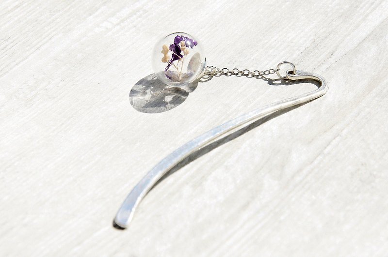 Metallic Glass Ball Bookmark Stationery Hairpin Hair Accessories-Purple Flowers Gypsophila Lavender
