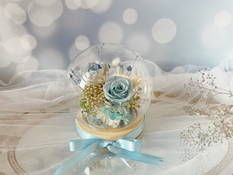 Gift/Sky Glass Flower Ball/Blue/Glass Cover/Permanent Flowers/Eternal Flowers/Dried Flowers - Plants - Plants & Flowers Blue