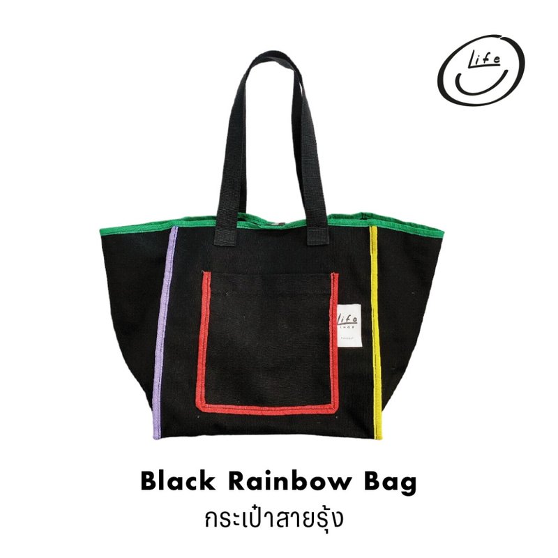 Black Rainbow Tote Bag : Medium - 其他 - 棉．麻 多色
