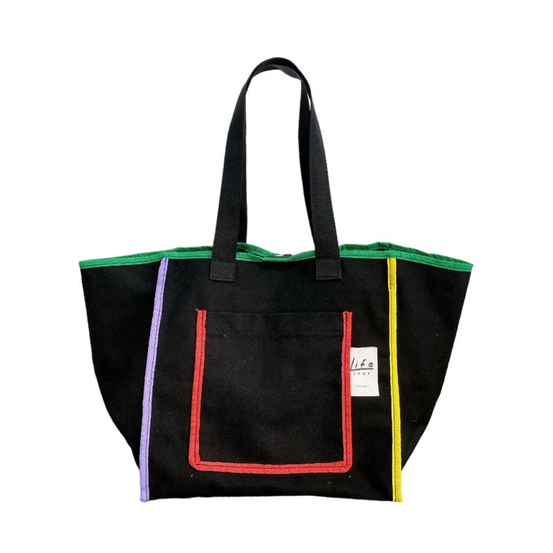 Black Rainbow Tote Bag : Medium - 其他 - 棉．麻 多色