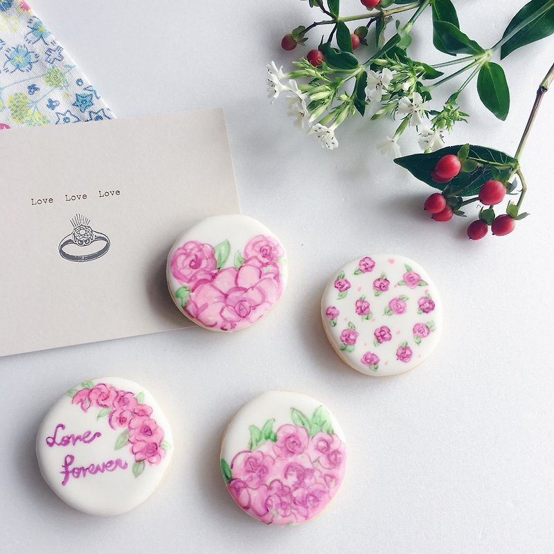 [Warm sun] candy biscuits ❥ embrace love forever (wedding small things the best choice!) ❥ pure hand-painted floral design biscuit combination**Please contact us before ordering** - คุกกี้ - อาหารสด 