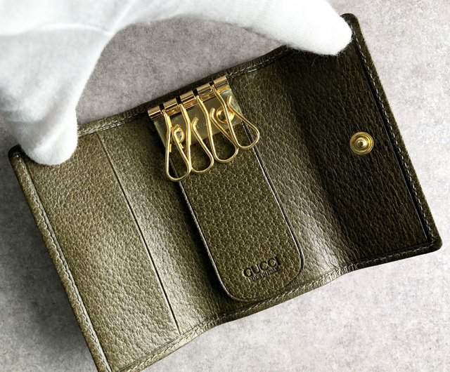 日本直送 名牌中古包 】GUCCI グッチ キーケース グリーン レザー 4連