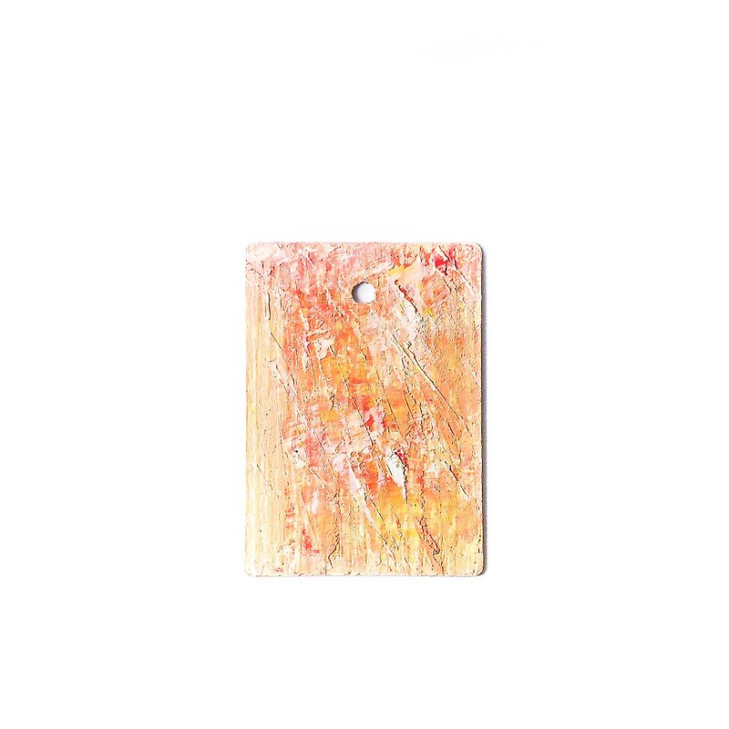 手描きの抽象芸術環境保護木製看板ペンダント抽象ウッドアート_バンピーライド - チャーム - サステナブル素材 オレンジ