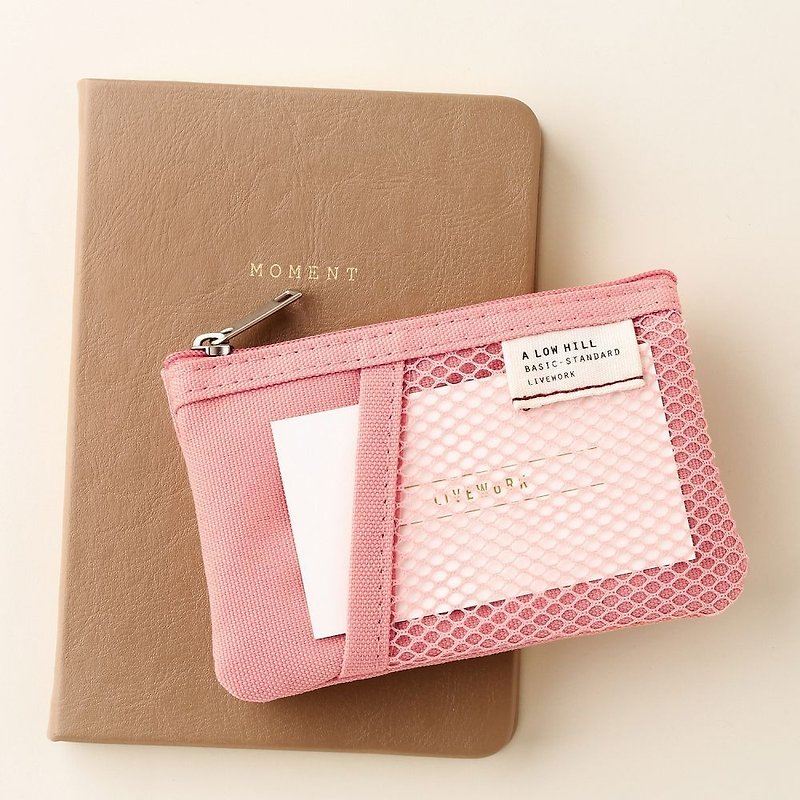 Livework 休閒風雙層對摺票卡零錢包V2-海棠粉,LWK56245 - 散紙包 - 尼龍 粉紅色