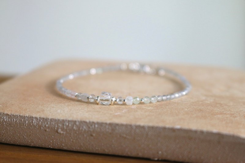 April Birthstone Bracelet White Crystal Moonstone - Everything is Well - - Bracelets - Crystal Silver