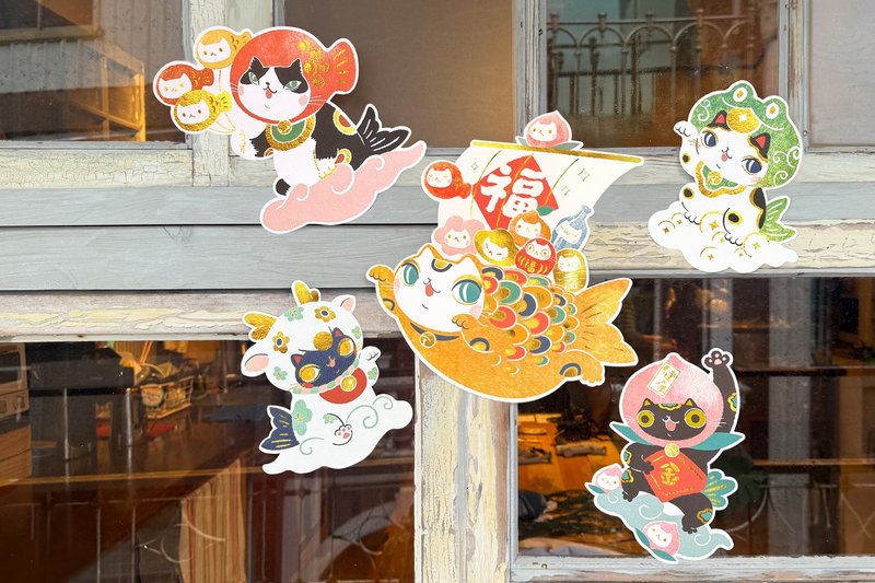 Fishcat福星幫 春聯  貓 五入 馬年春聯 - 紅包袋/春聯 - 紙 多色