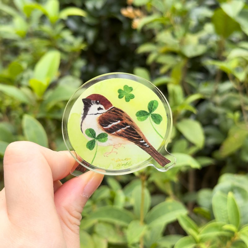 Tree Sparrow Acrylic Clip Bird Handbook Clip - Other - Acrylic Green
