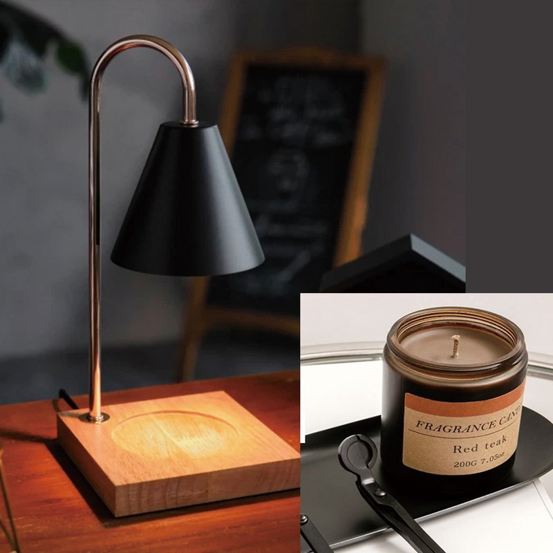 FUNDAY black log style melting candle lamp + handmade scented candle optional - เทียน/เชิงเทียน - วัสดุอื่นๆ ขาว