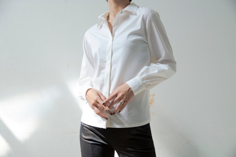 Puff Sleeve Blouse - Women's Tops - Cotton & Hemp White