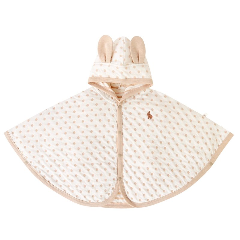 【SISSO有機棉】奶茶QQ兔二重織空氣棉披風 - 男/女童外套 - 棉．麻 白色