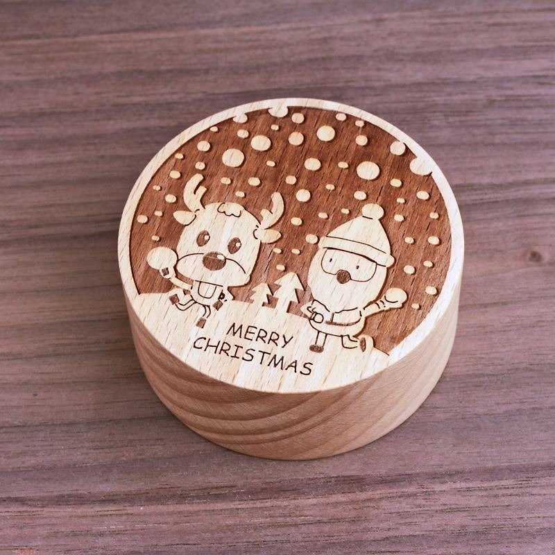 KOKOMU Christmas Music Box - Snowball fight - Items for Display - Wood Brown