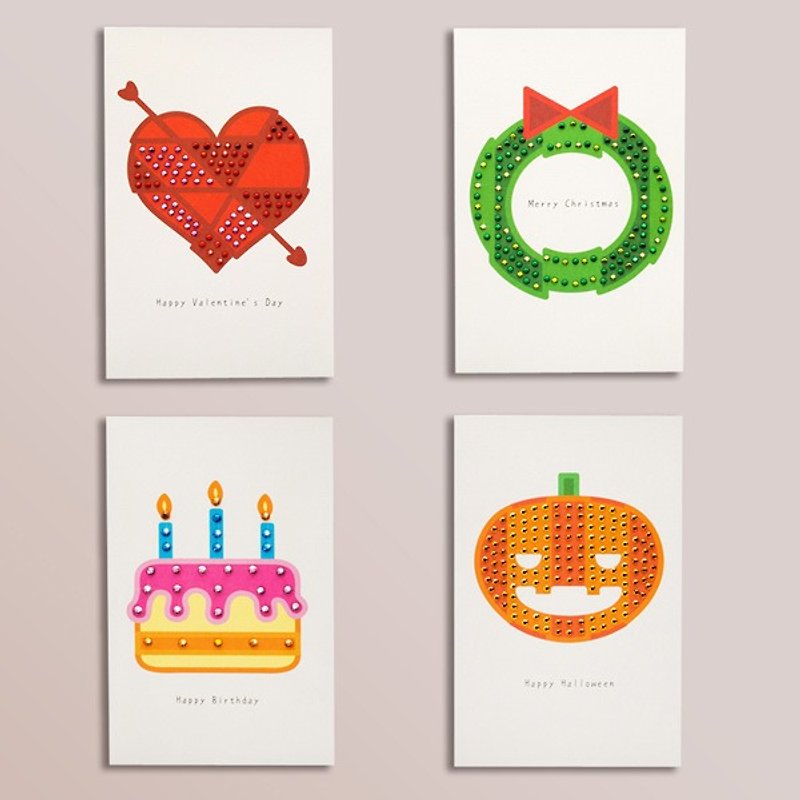 [GFSD] Rhinestone Boutique-Handmade Greeting Card-Valentine's Day/Christmas/Birthday/Halloween Card - Cards & Postcards - Paper 