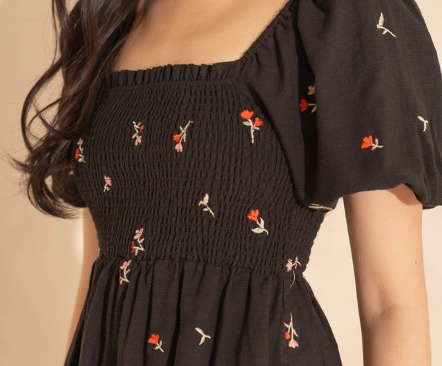 カレンミレン☆オレンジ、ブラック☆パフスリーブワンピース ZARA】ZW COLLECTION パフスリーブ ワンピース | 8152/374