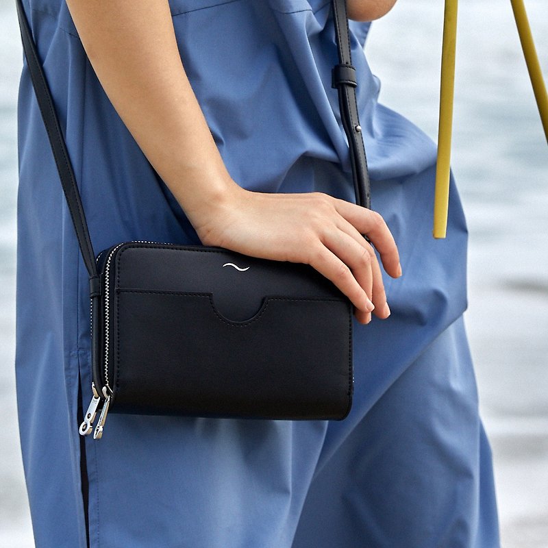 S8O HALEY Double Zip Crossbody Bag - Messenger Bags & Sling Bags - Plastic Black