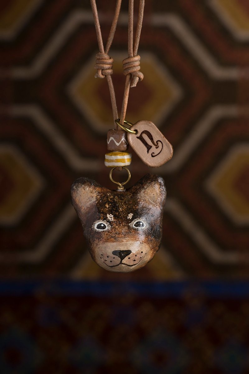 Puppy Pendant Necklace / Animal Puppet - Chokers - Paper Brown