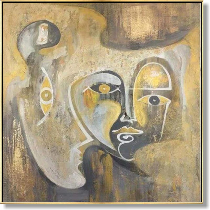 Gold Painting Brown Painting Art Painting Abstract Oil Canvas Painting - 壁貼/牆壁裝飾 - 壓克力 金色
