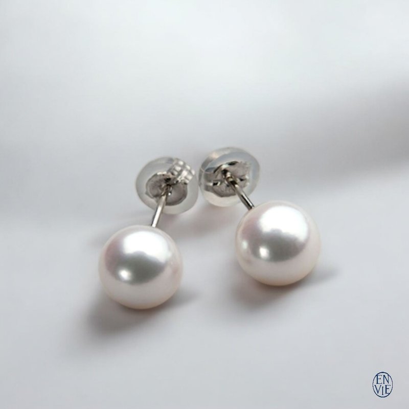 鉑金 AKOYA 珍珠耳針 Platinum AKOYA Pearl Earrings 畢業禮物 - 耳環/耳夾/耳骨夾 - 貴金屬 