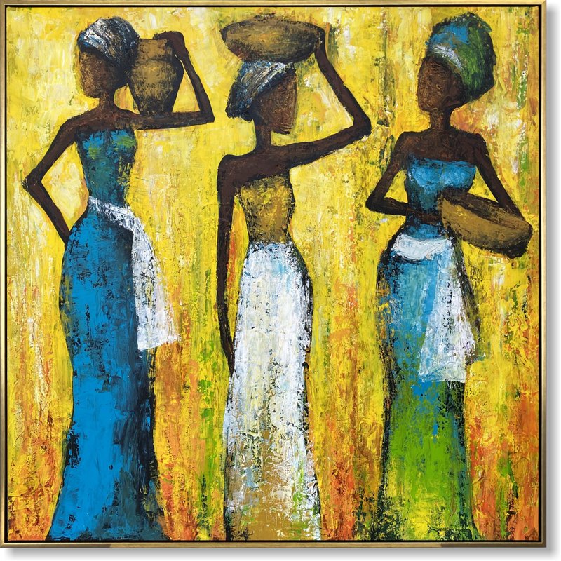 Figurative Painting Woman Colorful Painting Textured Wall Art Bright Wall Art - 壁貼/牆壁裝飾 - 壓克力 多色