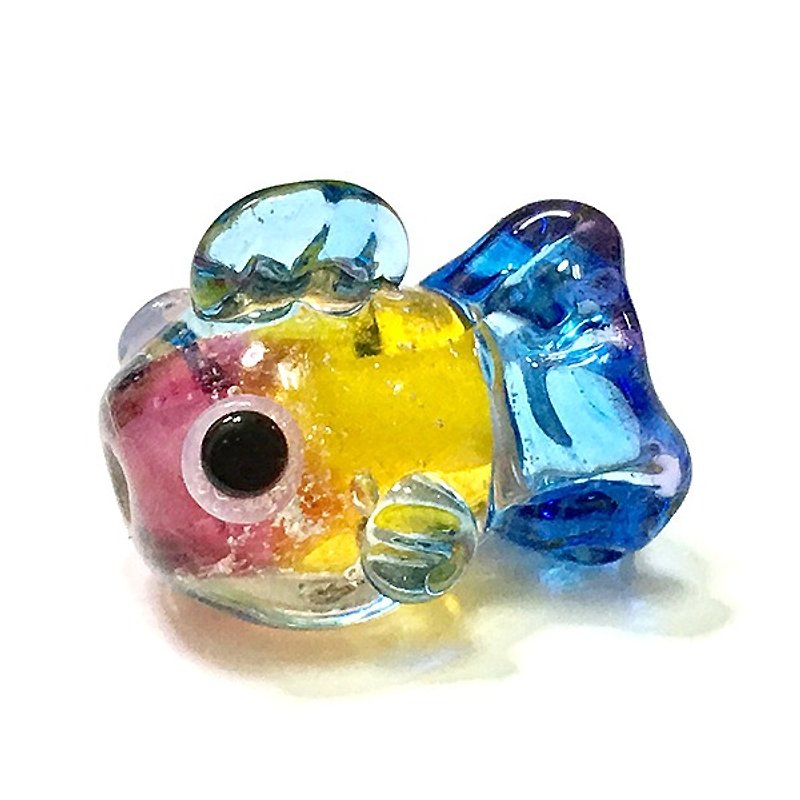 Colored glazed gold foil small fish - Other - Glass Multicolor